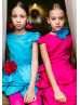 Cap Sleeves Satin Petals Flower Girl Dress